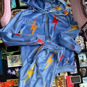 NWT Aviator Nation Bolt Repeat Velour Set